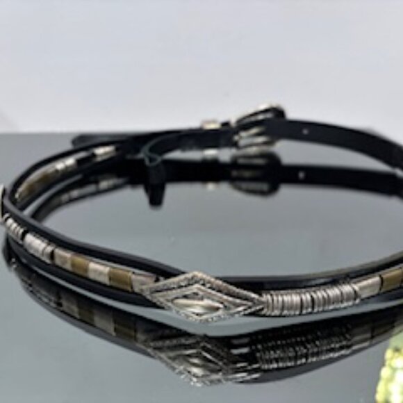 Like New Western style Zadig & Voltaire black embolished leather belt - Picture 2 of 7